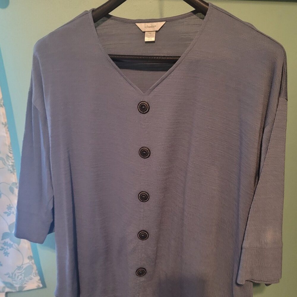 Dusty Blue CJ Banks 3/4 Sleeve Top